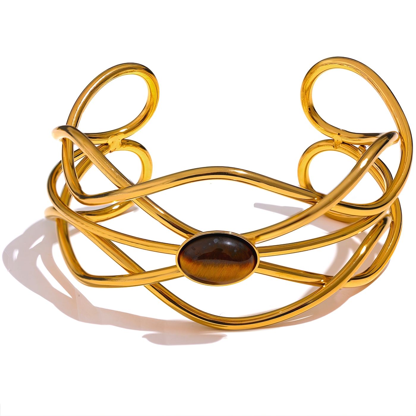 Bracelete Opala Abstrato Banhado a Ouro 18k - Aspekto 1